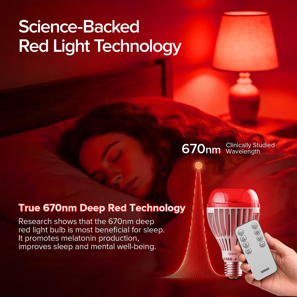 SANSI 670nm red light bulb with dimmable brightness for customizable ambience.