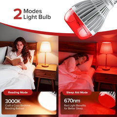 SANSI 670nm red light bulb 3000K reading mode for comfortable night reading.