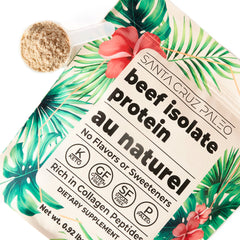 Santa Cruz Paleo beef isolate keto and paleo friendly label