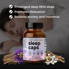 Santa Cruz Paleo Sleep Caps label with dosage guidance for evening use.