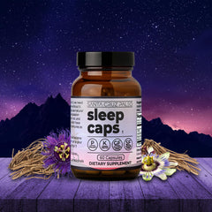 Santa Cruz Paleo Sleep Caps on nightstand suggesting an easy nightly routine.