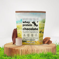 Label of Santa Cruz Paleo Whey Chocolate emphasizing no artificial ingredients