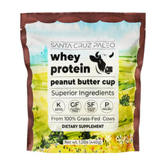 Santa Cruz Paleo whey protein post-workout bottle shows versatile use in shakes