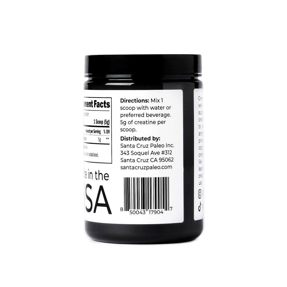 Santa Cruz Paleo creatine monohydrate back-of-label ingredient list.