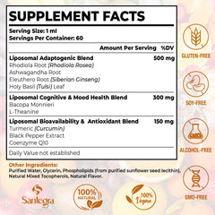 Santegra ashwagandha rhodiola tincture bottle for stress balance