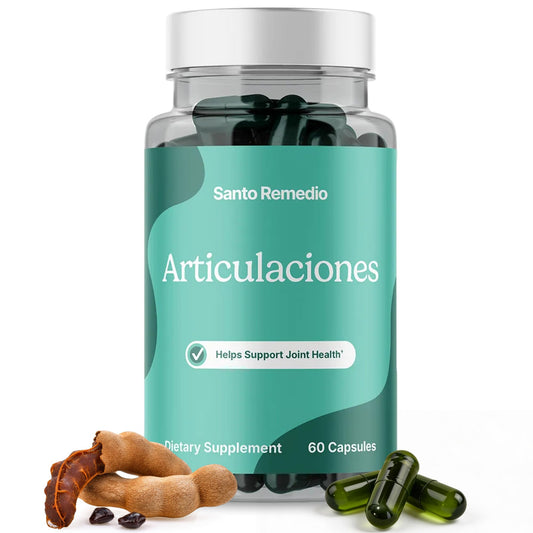 Santo Remedio Articulaciones bottle shown for daily joint support and comfort.