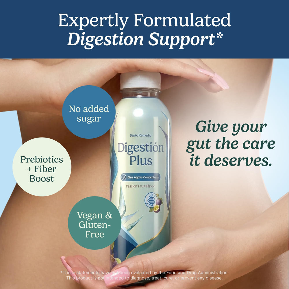 Santo Remedio Digestion Plus measuring spoon 15 mL highlights serving size for one dose