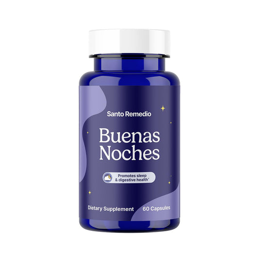 Santo Remedio Good Nights sleep bottle promotes a restful nightly routine.