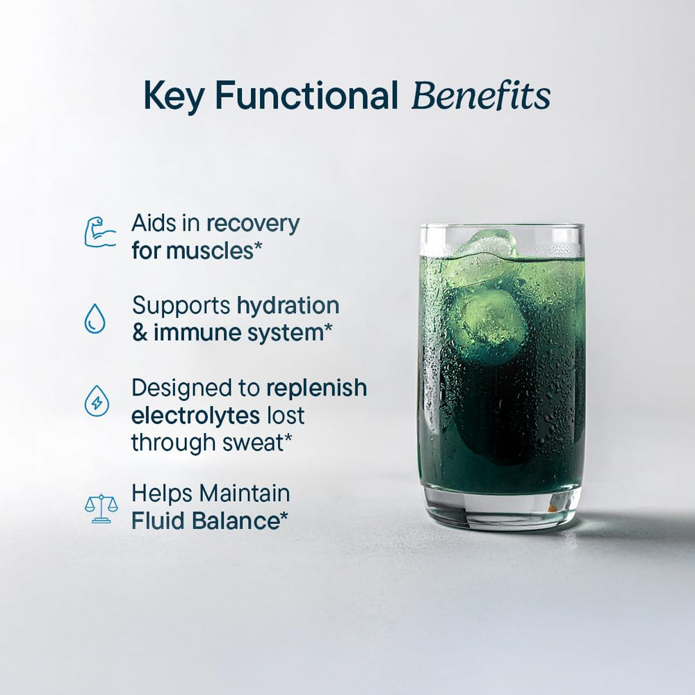 Santo Remedio Hydration Plus glass with pina colada mix highlights flavorful, low-calorie hydration.