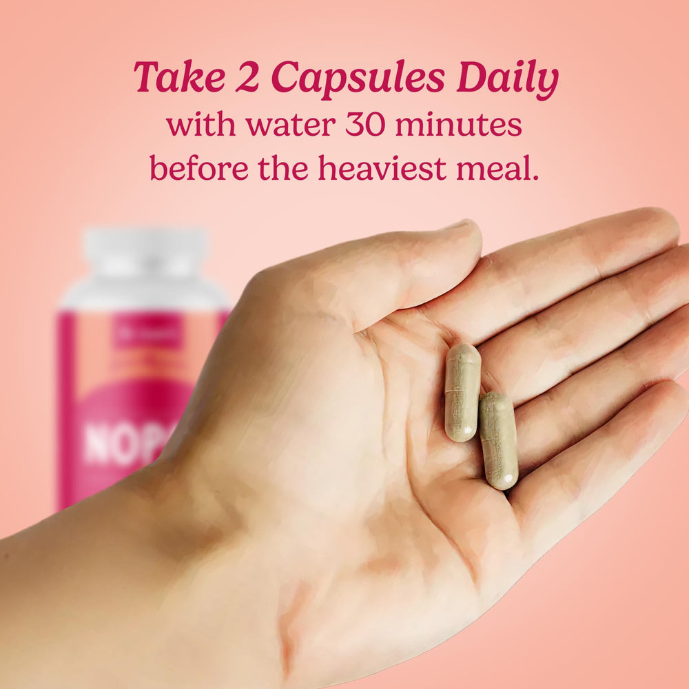Santo Remedio Nopal serving size graphic emphasizing dosage guidance