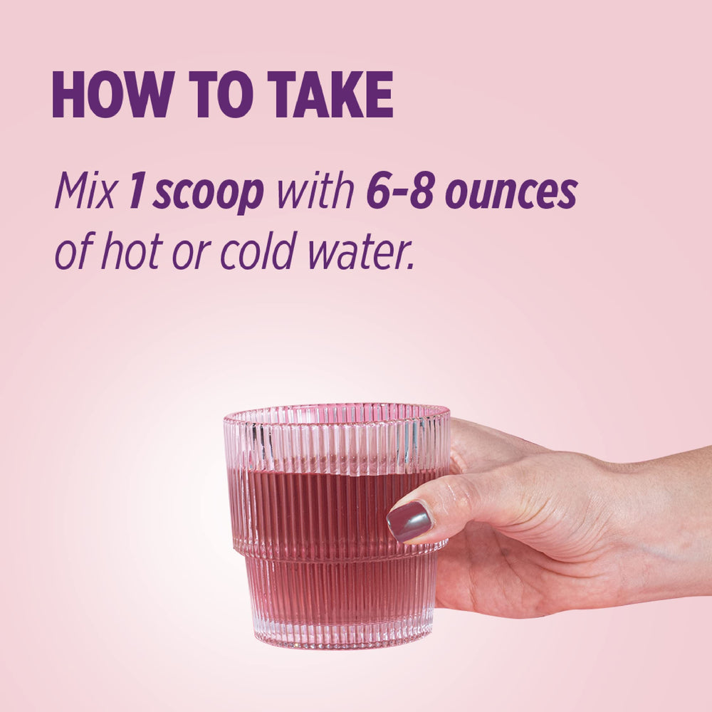 Measuring scoop beside a mug of Santo Remedio Will Powder, signaling convenient daily use.