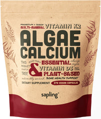 Sapling Calcium bottle front view highlighting vegan minerals for daily bone support