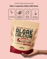 Sapling Calcium capsules close-up showing convenient daily vegan mineral intake