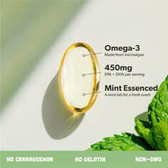Sapling US-grown algae image highlights domestic production and purity controls.