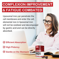 Sapotax Fe absorption comparison graphic illustrating liposome advantages.