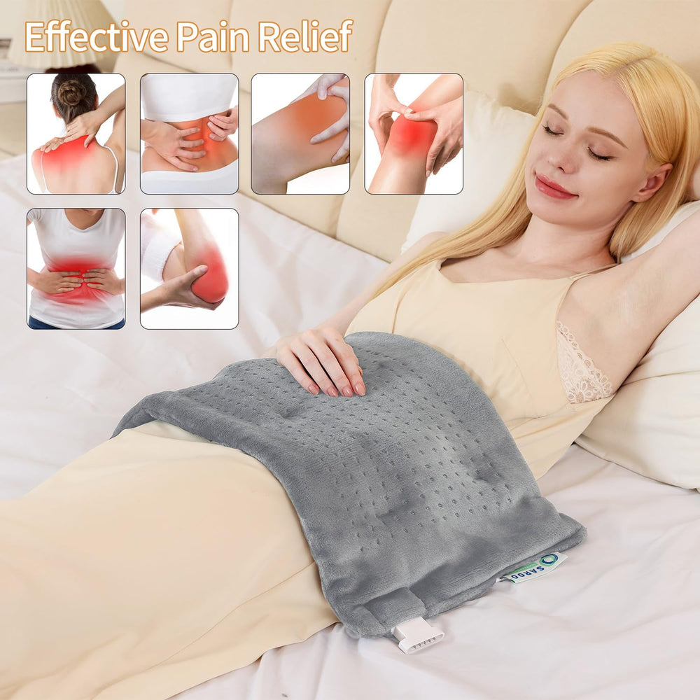 SAROO heating pad heat settings illustrate quick temperature adjustment