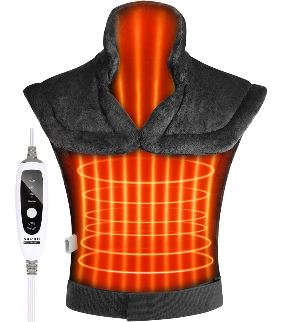 SAROO weighted heating pad provides full back coverage with even warmth
