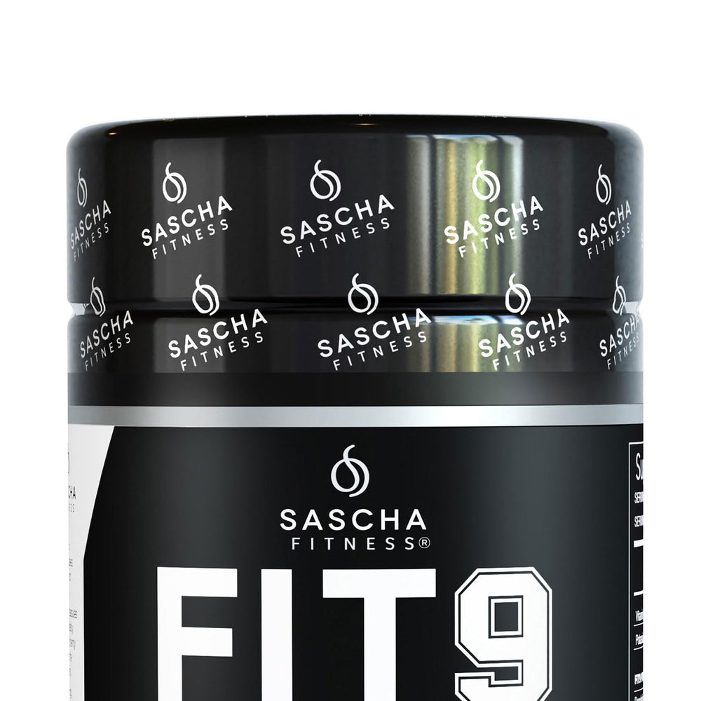 Sascha Fitness Fat Loss pills in use on a kitchen counter with water for daily routine