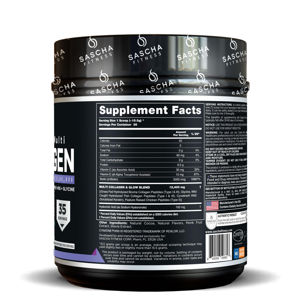 SASCHA FITNESS collagen powder pouring into glass for easy daily use