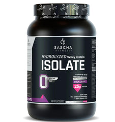 SASCHA FITNESS hydrolyzed whey protein isolate chocolate 2lb packaging