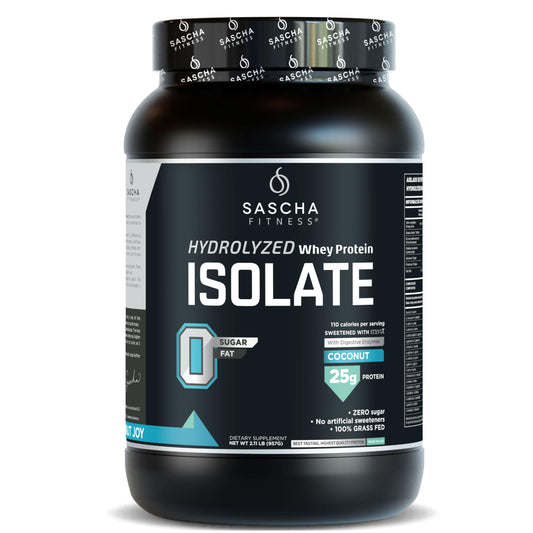 SASCHA FITNESS hydrolyzed whey protein isolate coconut tub for fast-absorbing protein