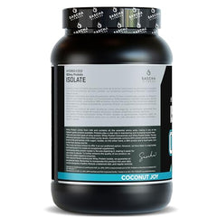 SASCHA FITNESS coconut protein nutrition panel highlighting zero carbs and sugar