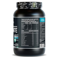 SASCHA FITNESS coconut whey protein scoop beside tub for quick serving