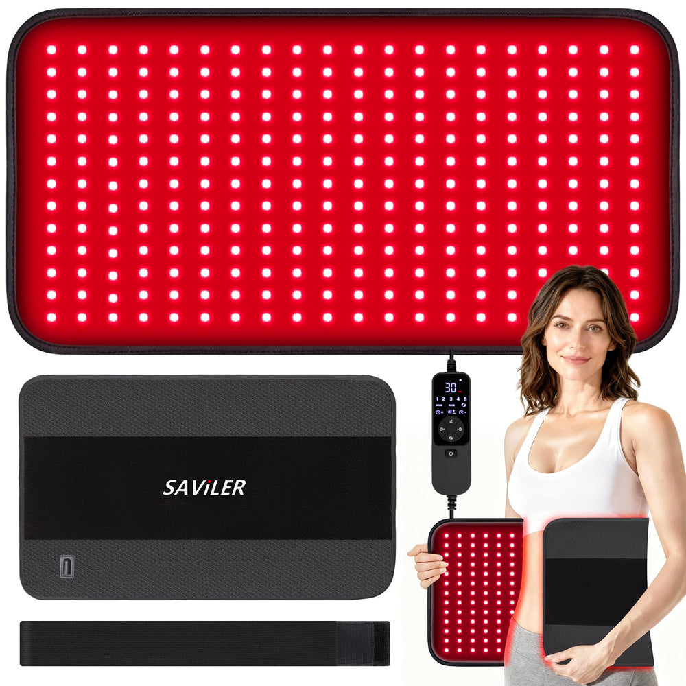 SAVILER 24x13.8-inch red light pad front view showing broad coverage and design.