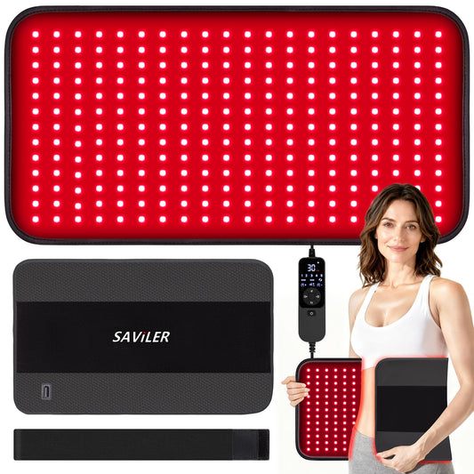 SAVILER 24x13.8-inch red light pad front view showing broad coverage and design.