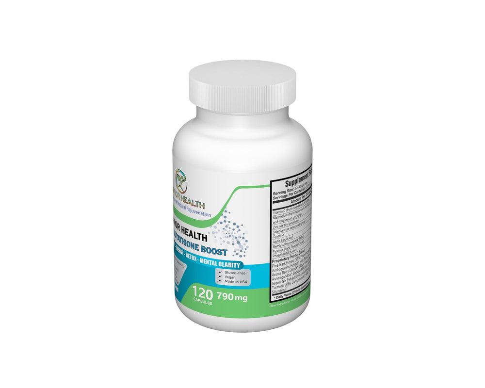 Savior Health Ultra Glutathione Boost packaging box on display.