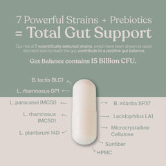 SAVVY Gut Balance bottle being poured for easy daily use.