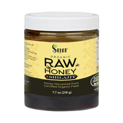 Sayan honey with shilajit resin in jar for immune-supporting wellness.