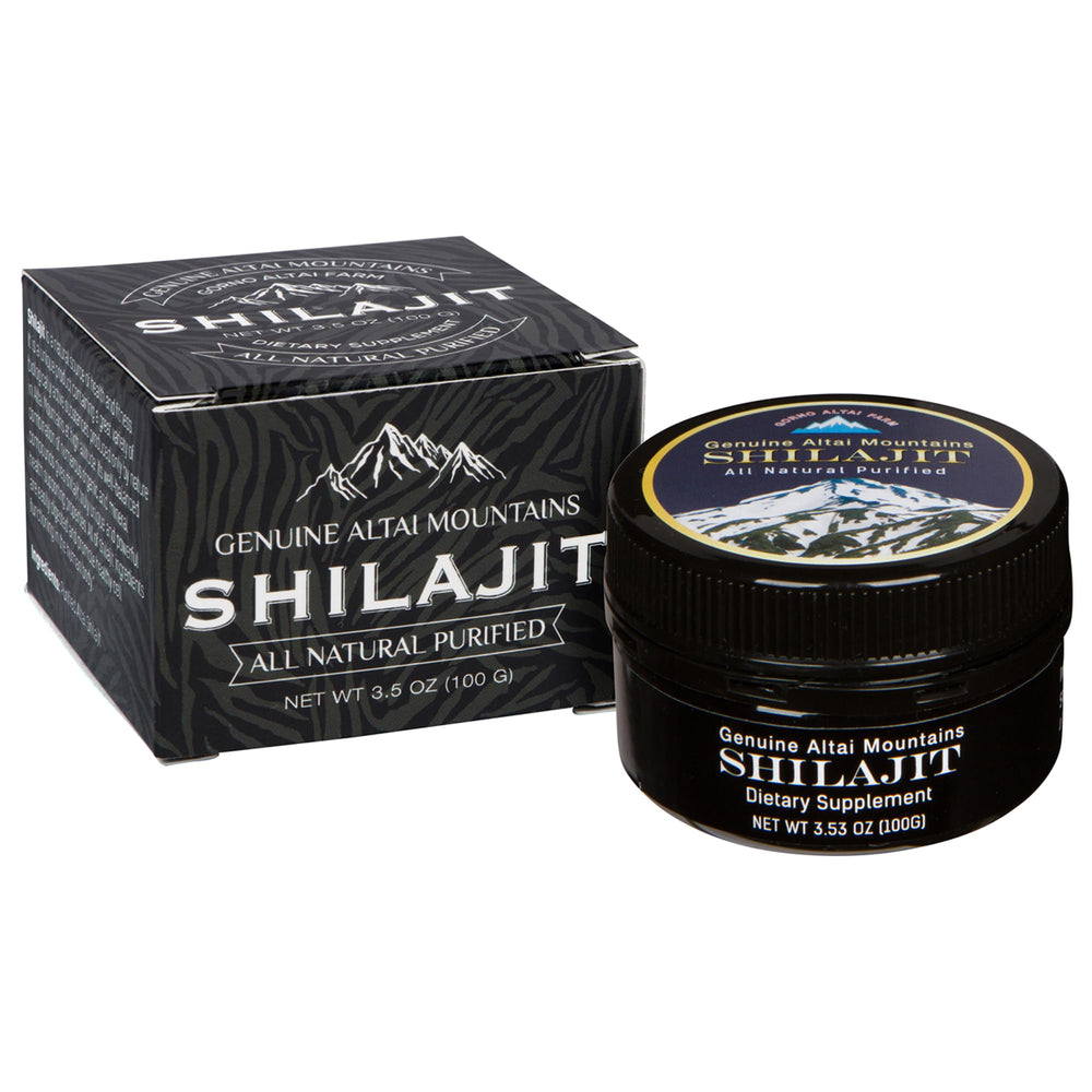 Sayan Pure Shilajit Resin jar closeup showing rich texture for daily vitality