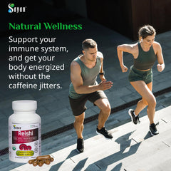 Sayan Reishi powder closeup reveals fine texture and rich color.