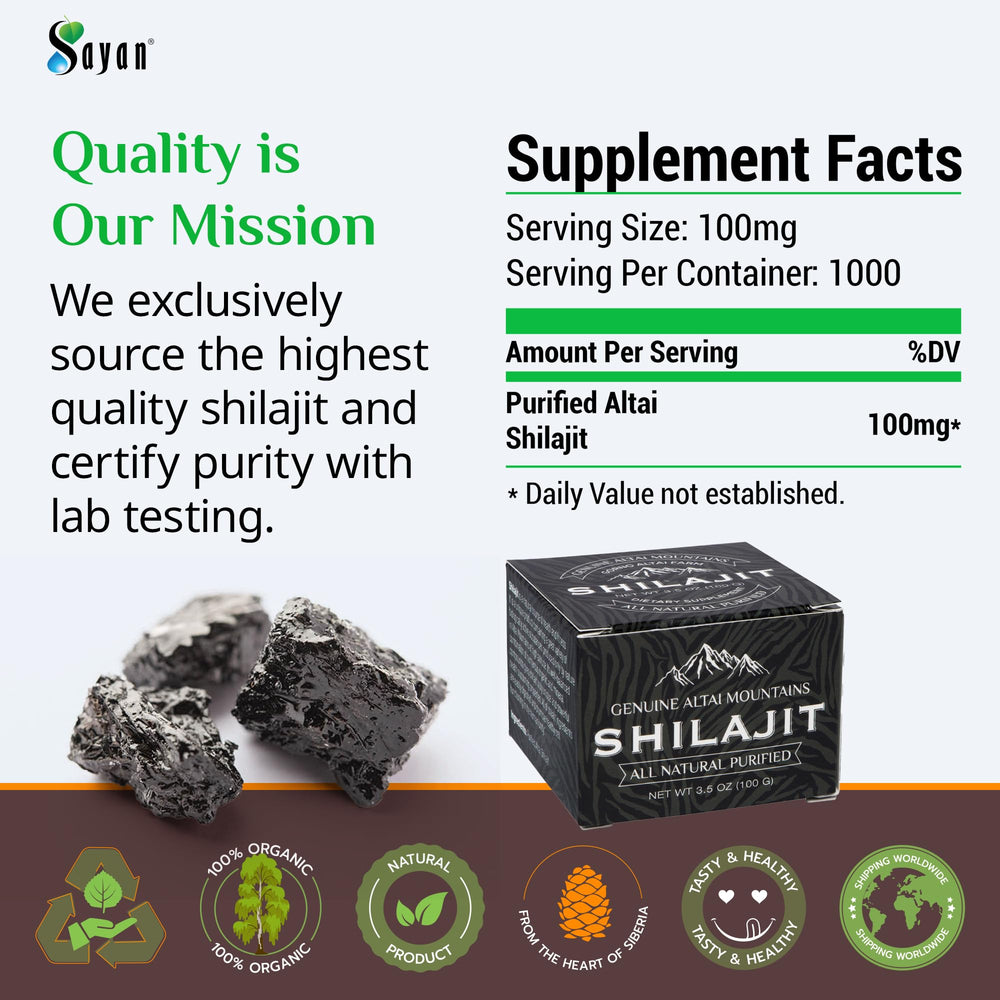 Sayan Shilajit Resin sourced from Altai Mountains at high altitude