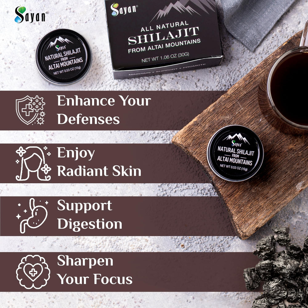 Sayan Shilajit resin promoting antioxidant support and focus