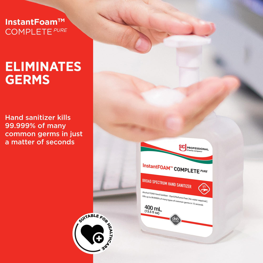 Close-up of foam dispensed from InstantFOAM Complete PURE for quick sanitizing