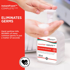 Close-up of foam dispensed from InstantFOAM Complete PURE for quick sanitizing