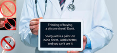 ScarGuard packaging highlights bottle and clear silicone technology.