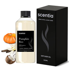 Scentia Pumpkin Boo diffuser displaying warm autumn aroma in living space.