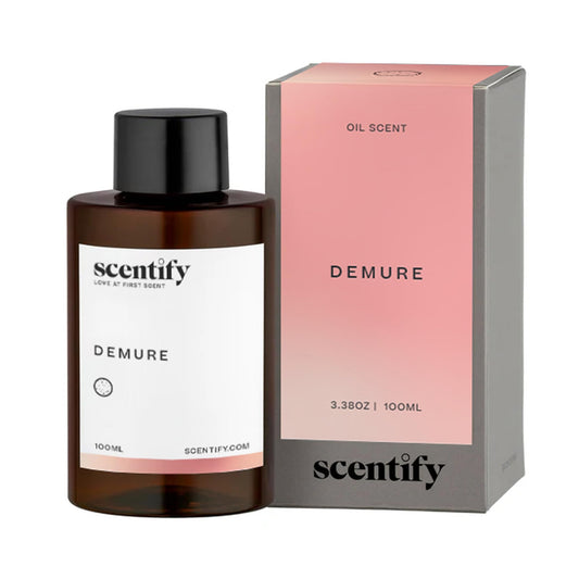 Scentify Demure diffuser refill with citrus-floral essence for an uplifting mood.