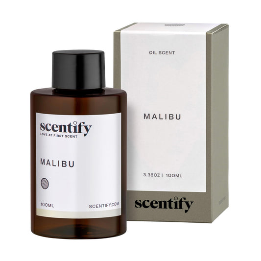 Scentify Malibu aroma oil refill lemon bottle pour for fresh, uplifting diffuser aromatherapy.