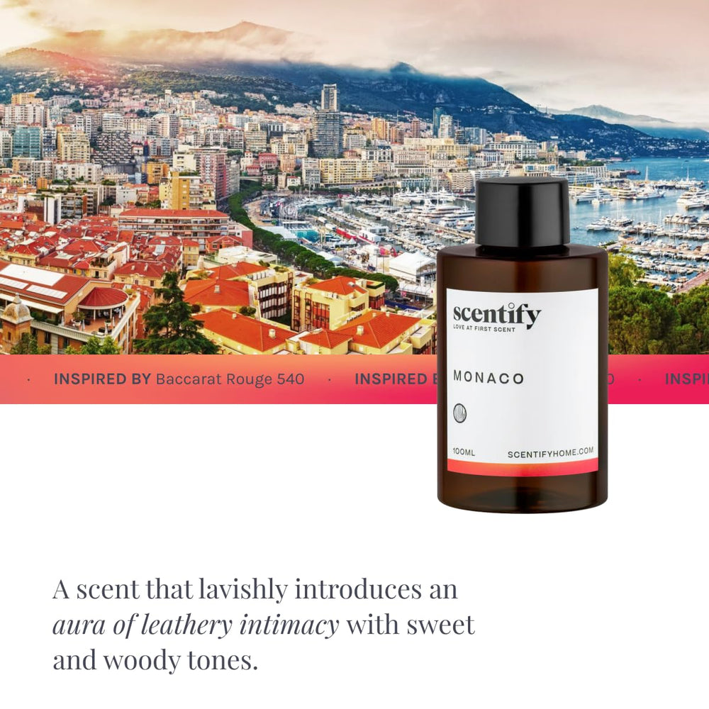 Scentify Monaco bottle with diffuser ready for room fragrance