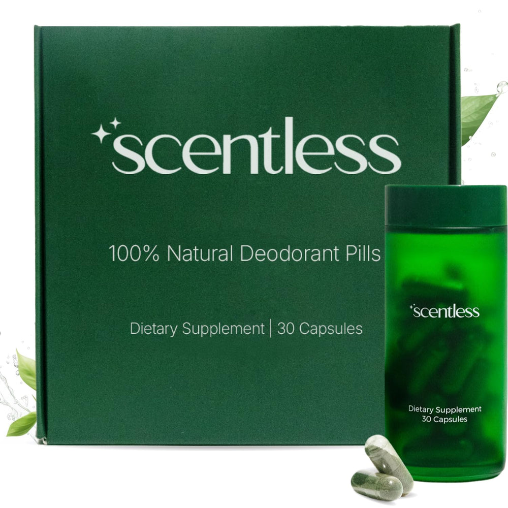 Scentless mint capsules bottle for all-day internal deodorant benefits