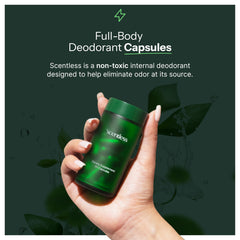 Scentless mint parsley chlorophyll bottle highlights natural odor control without aluminum