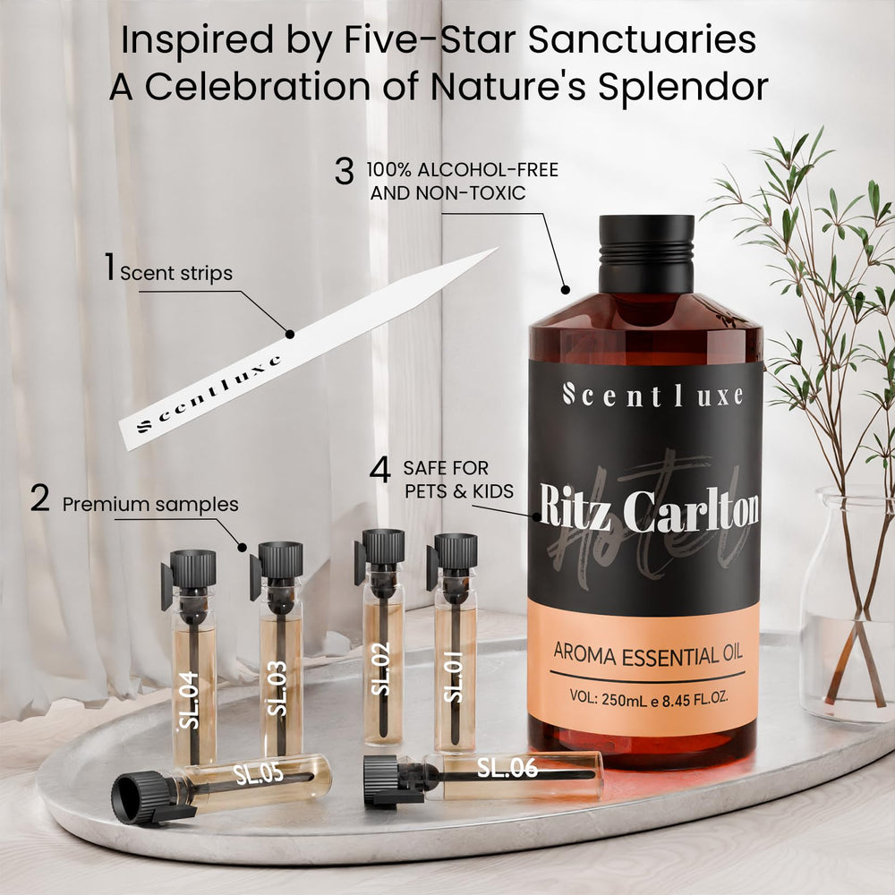 Scentluxe diffuser in lobby demonstrates hotel-grade ambience for guests