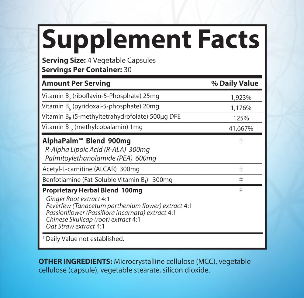 SciatiEase label close-up highlighting ingredients for nerve comfort.