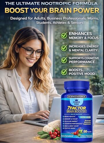 Science Force brain capsules close-up highlighting premium ingredients for cognitive support.