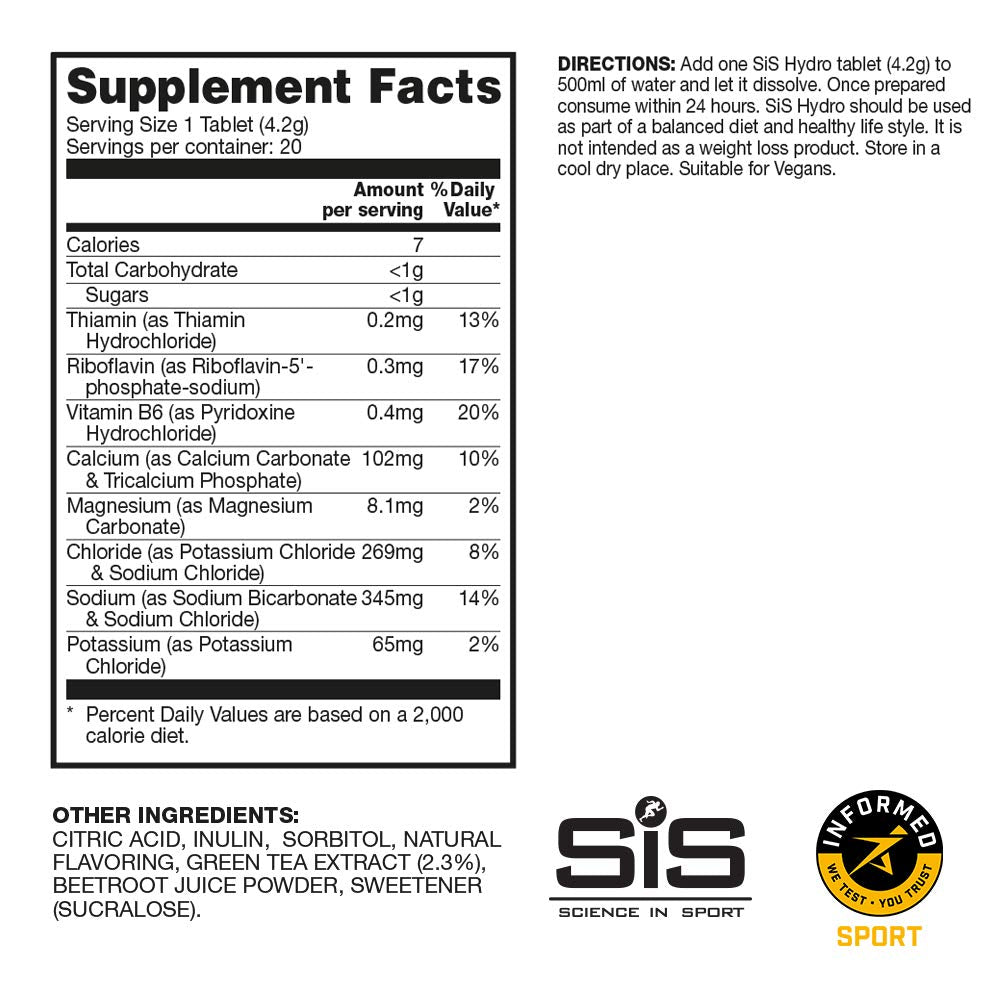 Science in Sport Hydro Electrolyte Tablets are vegan and gluten-free for inclusive fitness.