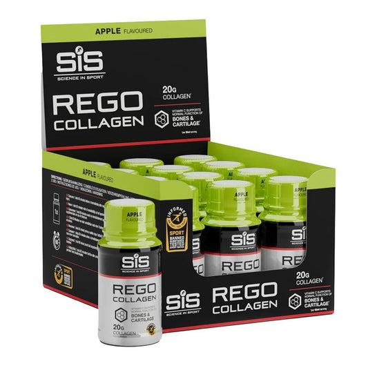 Science in Sport REGO Collagen Shot Apple bottle for convenient pre- and post-workout fueling.